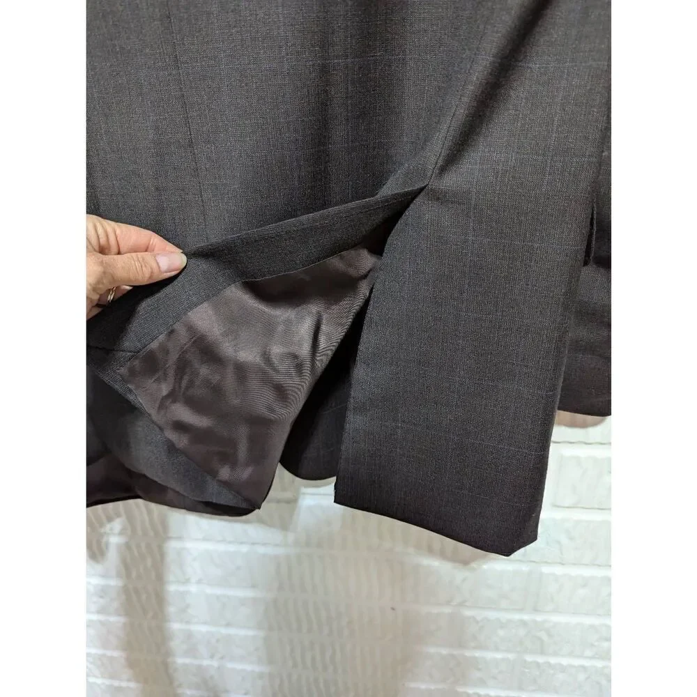 Ermenegildo Zegna Men's Brown Plaid Pattern Single Breasted Suit Set Size 42R
